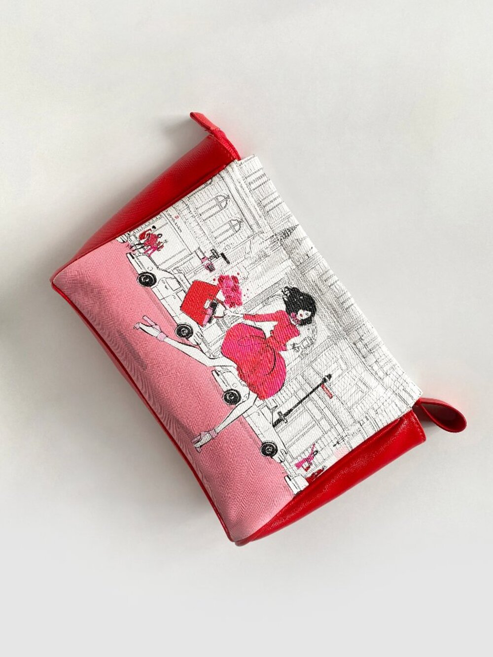 Elizabeth Arden Red & Pink Chic Illustrated Makeup Cosmetic Travel Bag